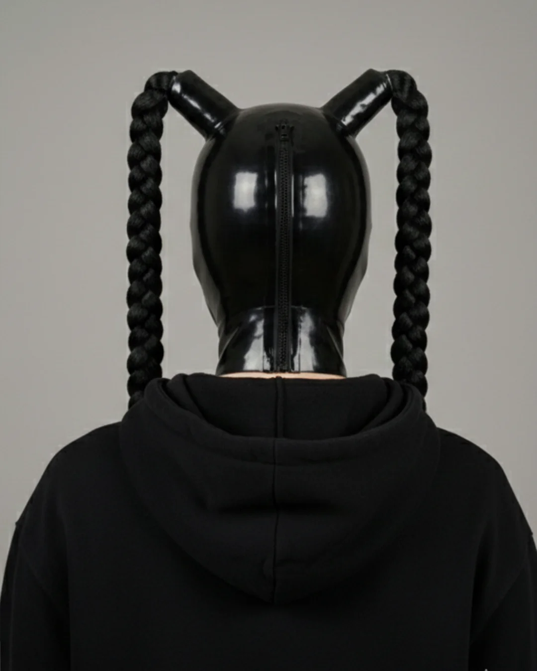 Pony Tail Latex Hood Mask - Image 3