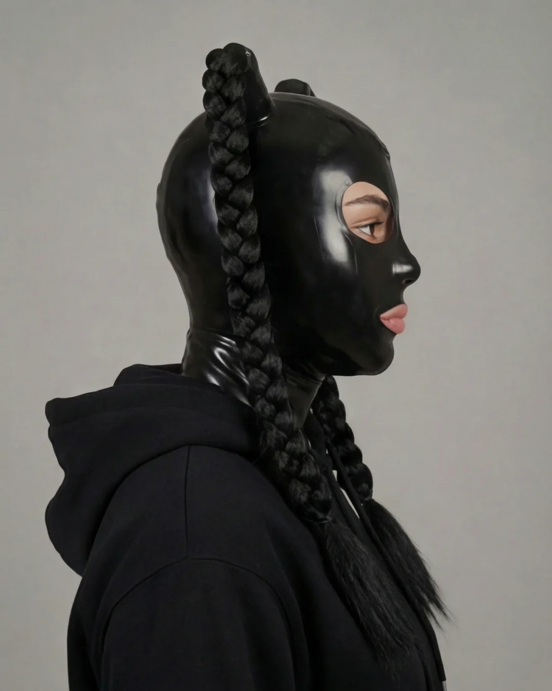 Pony Tail Latex Hood Mask - Image 5