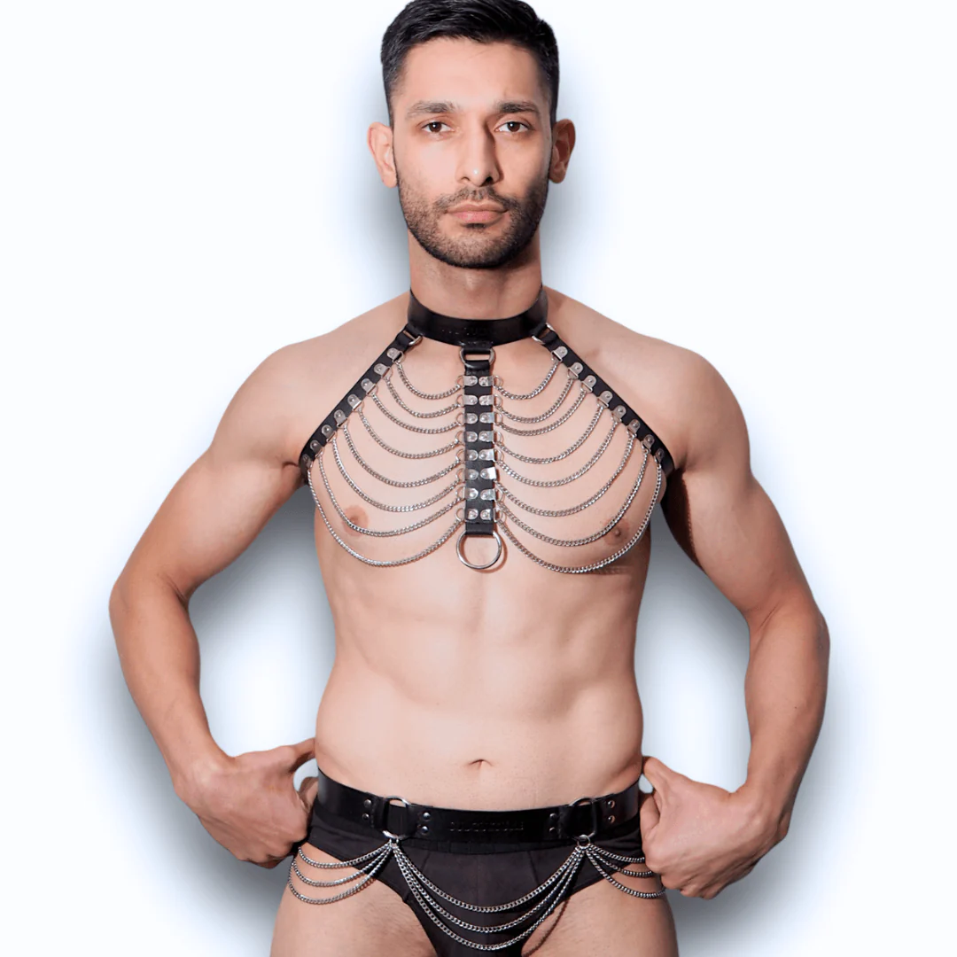 Subculture Unisex Fetish-Fashion Chain Harness Set
